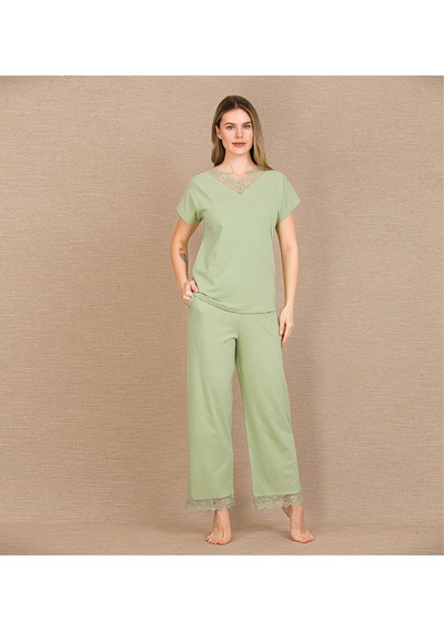 Hrşytrend Herşeytrend Pamuklu Şık Tasarım Dantel İşlemeli Yeşil Kısa Kol Pijama Takımı Yeşil Hrşytrend Herşeytrend Pamuklu Şık Tasarım Dantel İşlemeli Yeşil Kısa Kol Pijama Takımı Yeşil