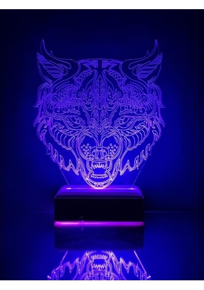 Özel Tasarım Fantastik Kurt 3D Led Gece Lambası Hediyelik Eşya