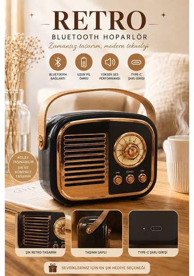 Jasper Jpr-4502 Siyah Klasik Retro Müzik Kutusu Usb-sd Kart- Aux - Bluetooth Destekli