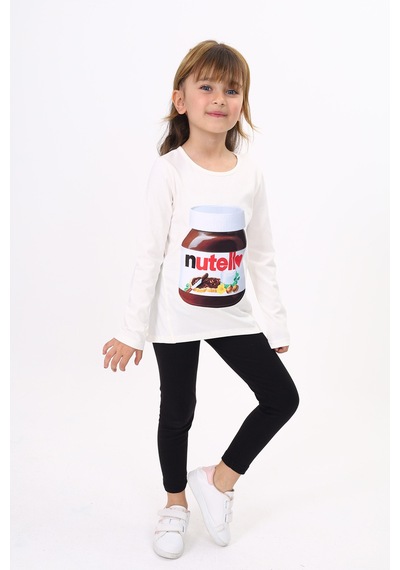 Toontoy Kids Toontoy Kız Çocuk Nutella Baskılı T-shirt Ekru
