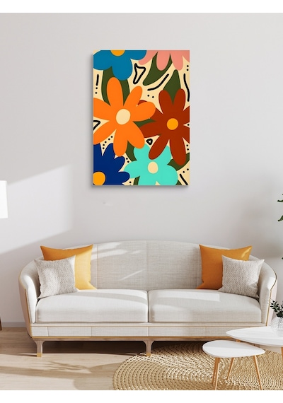 Renkli Çiçekler Canvas Tablo Ev Ofis Mutfak Dekorasyonu Kanvas Duvar Tablo