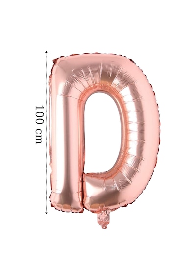 Folyo Balon D Harfi Helyum Balon 100 Cm Rose Renk Çok Renkli