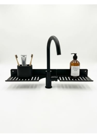 Orret Home Eviye Önü Organizer Rafı Metal Lavabo Üstü Raf Mutfak Evye Üstü Organizer Duvara Yapışkanlı Delmeden Montaj Lavabo Arkası Raf Süngerlik Sabunluk Mutfak Rafı Aahşap
