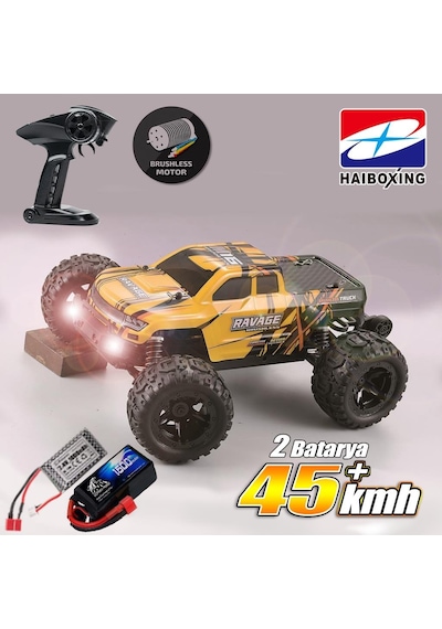 Haıboxıng 1/16th Scale 4wd Brushless Truck Uzaktan Kumandalı Araba Rtr Sarı + 1500 Mah 7.4v 2s 30c Lipo Batarya