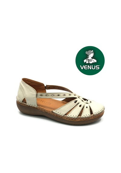 Venüs Sutnus Hakiki Deri Comfort Ortopedik Kadın Sandalet Bej