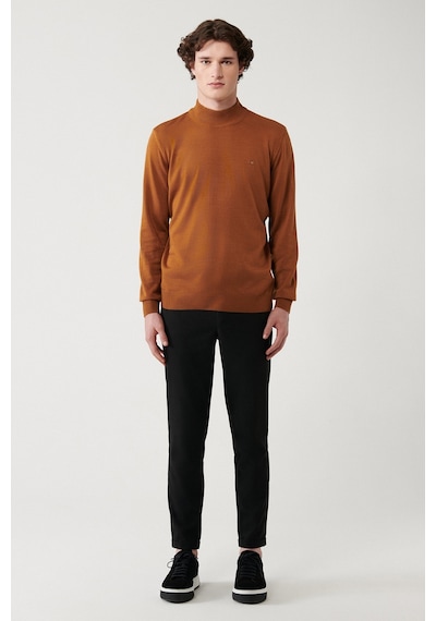 Avva E005001 Yarım Balıkçı Yaka Tüylenmeyen Standart Fit Erkek Triko Kazak Camel