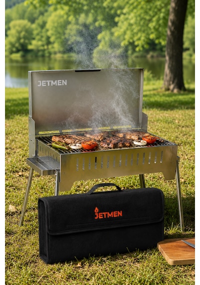 Jetmen Quick Grill Inox Katlanır Mangal Gri