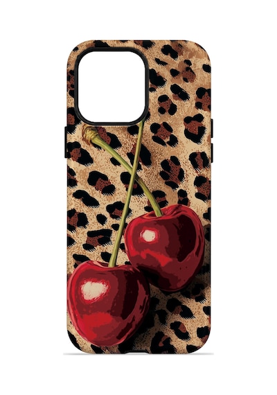 Velvoria Valestra Leopar Kiraz Apple iPhone Uyumlu 14 Pro Darbe Korumalı Kılıf Valestra Select - Leopar Kiraz