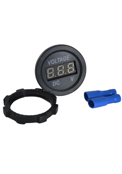 12v 24v Dc Voltmetre Yuvarlak Düz Yüzey Mavi Rakam