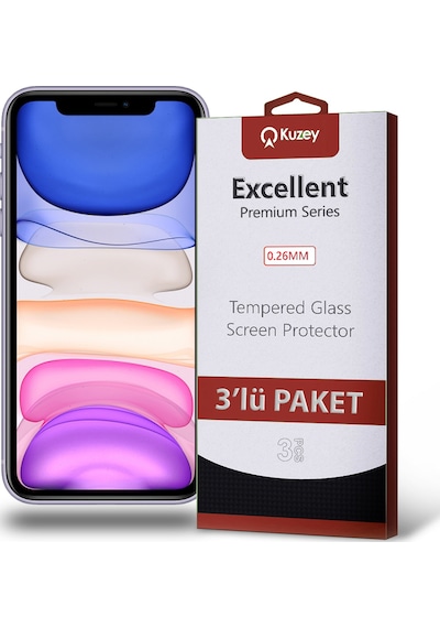 Apple Uyumlu   iPhone 11 ile Kırılmaz Cam Ekran Koruyucu Ekonomik 3'lü Paket