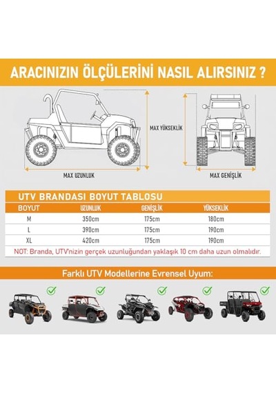 Haegs Utv Brandası, Utv Koruma Kılıfı, Örtüsü, Ağır Hizmet Tipi, Su Geçirmez, 4 Mevsim Koruma, Çift Sıra Koltuklu 4-6 Kişilik Plus İçin Xl-420-175-190cm Siyah