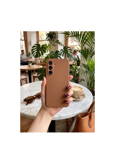 Samsung Galaxy Uyumlu S24 Fe Premium İçi Kadife Yumuşak Silikon Telefon Kılıfı Kahverengi