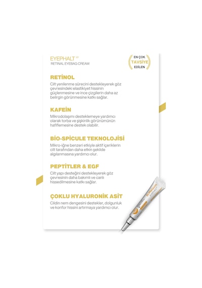 Retinollü Göz Kremi Morluk Şişlik Kırışıklık Karşıtı Spicule & Egf Teknolojisi 10ml