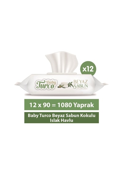 Baby Turco Beyaz Sabun Kokulu Islak Havlu 12X90