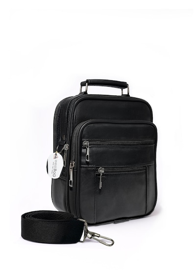 Westbag Erkek Çelik Kasalı Hakiki Deri El Ve Omuz Çantası Ayarlanabilir Askılı Orta Boy Siyah
