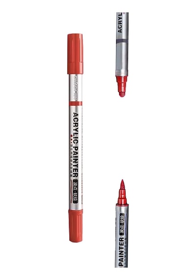 Çift Taraflı Akrilik Marker Kalemi - 1 Adet- Koyu Turuncu Karışık