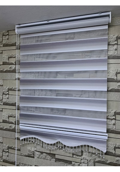 Siyah Gri Mini Plise Zebra Perde Tüm Ölçülerde