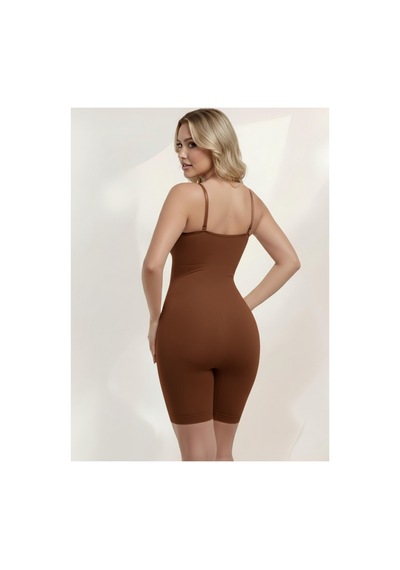 Mistirik Larix Model Extra Toparlayıcı Extra Sıkılaştırıcı Tam Boy Tulum Korse Kahve Renk