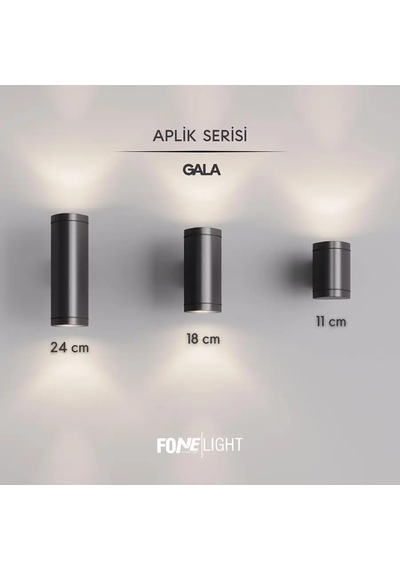 Gala Çift Yönlü Modern Duvar Apliği - 18 Cm Alüminyum Gövde - Ip65 Su Geçirmez Dış Mekan Bahçe Lambası - Antr