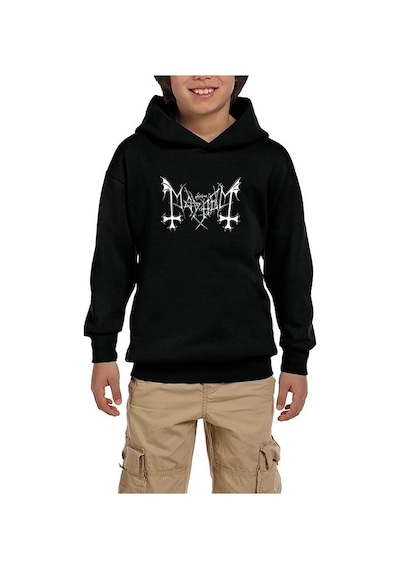 Zepplin Giyim Mayhem Logo Siyah Çocuk Kapşonlu Sweatshirt