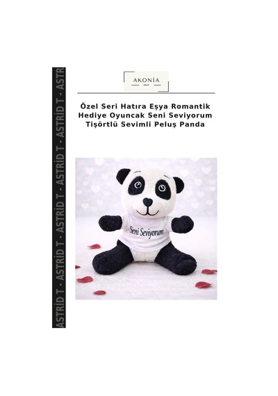 Özel Seri Hatıra Eşya Romantik Hediye Oyuncak Seni Seviyorum Tişörtlü Sevimli Peluş Panda Çok Renkli