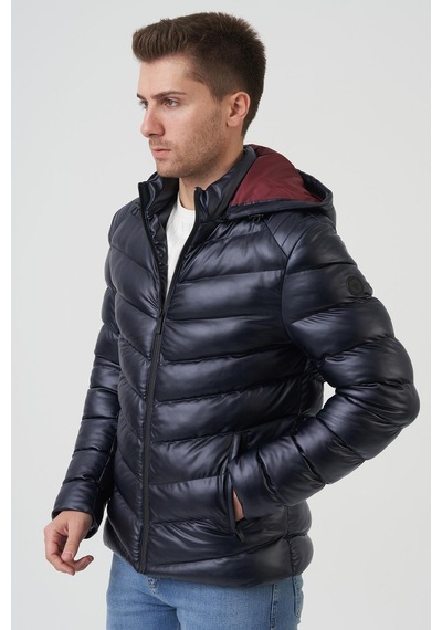 White Stone San Diego Slim Fit Kapüşonlu Kaban Laci-Laci Lacivert