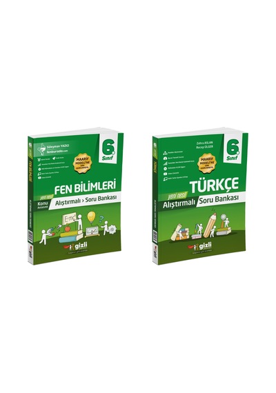Gizli 2026 6. Sınıf Fen Bilimleri + Türkçe Alıştırmalı Soru Bankası Seti 2 Kitap Güncel Müfredat