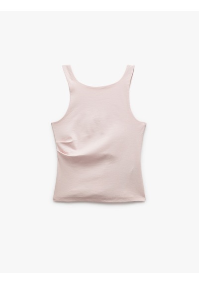 Koton Kare Yaka Kolsuz Dar Kesim Basic Drapeli Bluz Pembe 5sal30363ık Gül