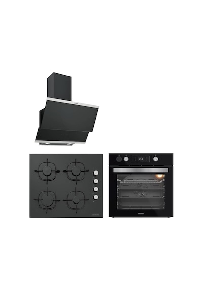 Silverline BO65P4B01 - CS5700E6B01 - 3420 Classy Siyah Cam Ankastre Set