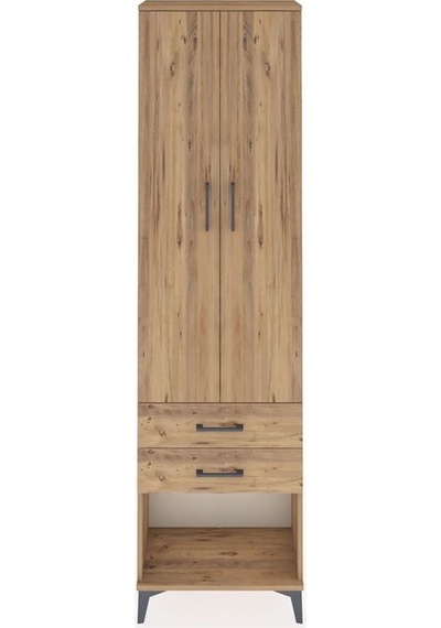 Arges Dolap 2 Raflı 2 Çekmeceli Tek Askılı 60x30x221 Çam-çam Çam