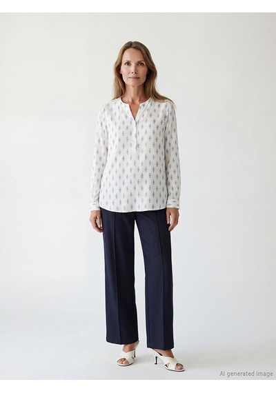 Lcw Grace Ekru Kaçık Yaka Desenli Bluz