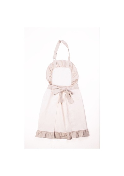 Mindy Pileli Vintage Mutfak Önlüğü Ve Tutmaç Seti Ayarlamalı Askılı Bej