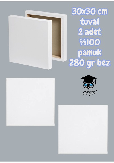 30x30 Cm Tuval 2 Adet %100 Pamuk 280 Gr Bez