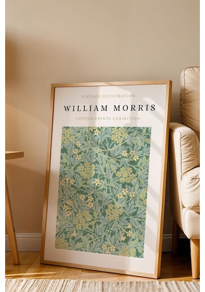 William Morris Golden Lily Çerçeveli Tablo- Sergi Afişi - Eklektik Tarz Duvar Dekoru