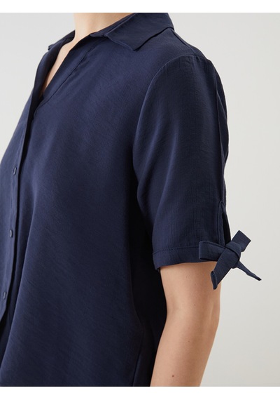 Lcwaıkıkı Classic Lacivert Loose Fit Kadın Gömlek