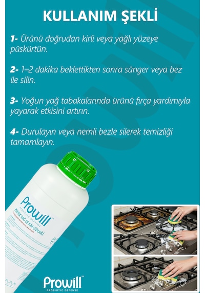 Organik Endüstriyel Mutfak Yağ Ve Kir Giderici Sprey Ağır Kimyasal Içermez 1 Litre Tekli