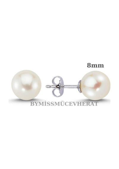 Gümüş Kadın Inci Küpe 8 Mm