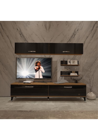 Decoraktiv Eko 5 Slm Std Silver Tv Ünitesi Tv Sehpası Ceviz - Siyah