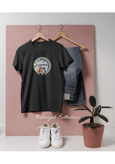 Oversize Regular Show Sürekli Dizi Tasarımlı Unisex T-shirt Siyah