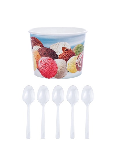 Roll-up Karton Dondurma Kasesi Ve Kaşık Set