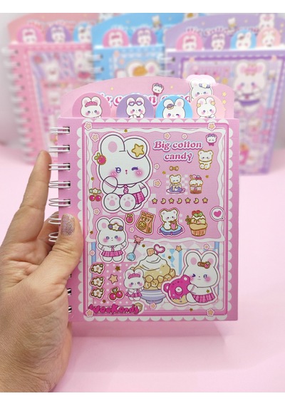Tatlış Tavşan Ayraçlı A5 Not Defteri 14x18 Cm - Pembe