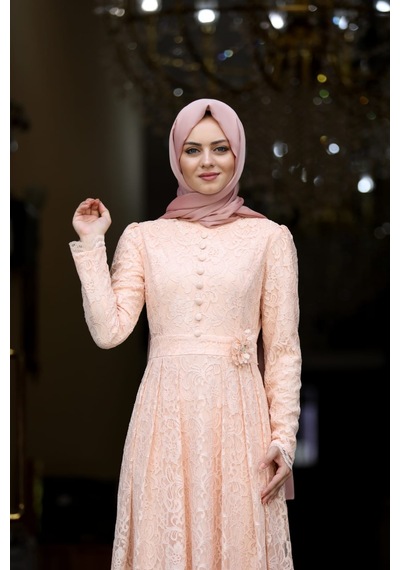 İbrahim Burak Etiler Collection Ahunisa Henna Abiye Somon 5646