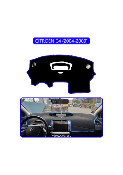 Cıtroen C4 2004-2009torpido Koruma Halısı Mavi Kenar