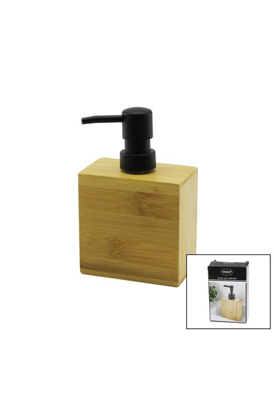 Lunaev Dikdörtgen Ahşap Bambu Sıvı Sabunluk Siyah Plastik Pompa 5.8 X 9.9 Cm - Y: 10 Cm 12 Izgara