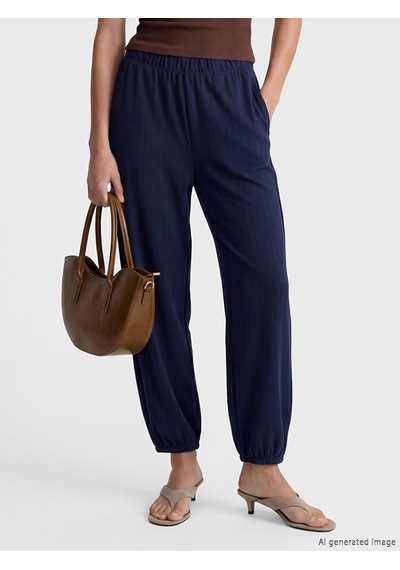 Lcwaıkıkı Basic Lacivert Beli Lastikli Çizgili Kadın Jogger Pantolon