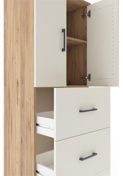 Hyperion Dolap 2 Raflı 3 Çekmeceli 2 Kapaklı 60x44x182 Çam-ay... Çam
