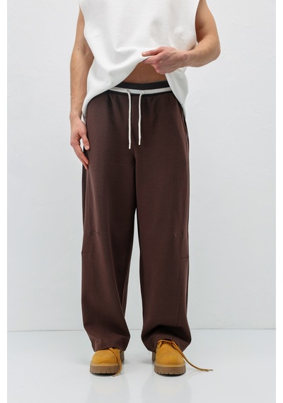 Vamos Bağcıklı Baggy Fit Eşofman Alt Kahverengi