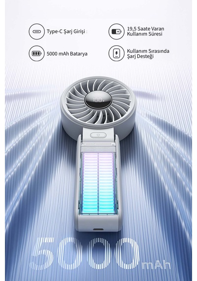 Jisulife Handheld Fan Life 7 El Fanı & Masaüstü Fan 5000 Mah