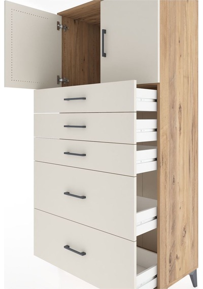 Hyperion Dolap Tek Raflı 5 Çekmeceli 2 Kapaklı 88x44x182 Çam-... Çam Hyperion Dolap Tek Raflı 5 Çekmeceli 2 Kapaklı 88x44x182 Çam-... Çam