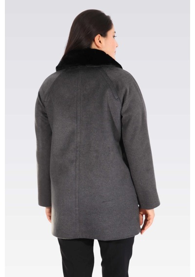 Tolga Saraçoğlu Oversize Midi Kaban - Minimalist Tasarım Antrasit